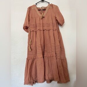 Listicle Womens Hazel  Tassel Tie Tiered Dress Lined-Medium